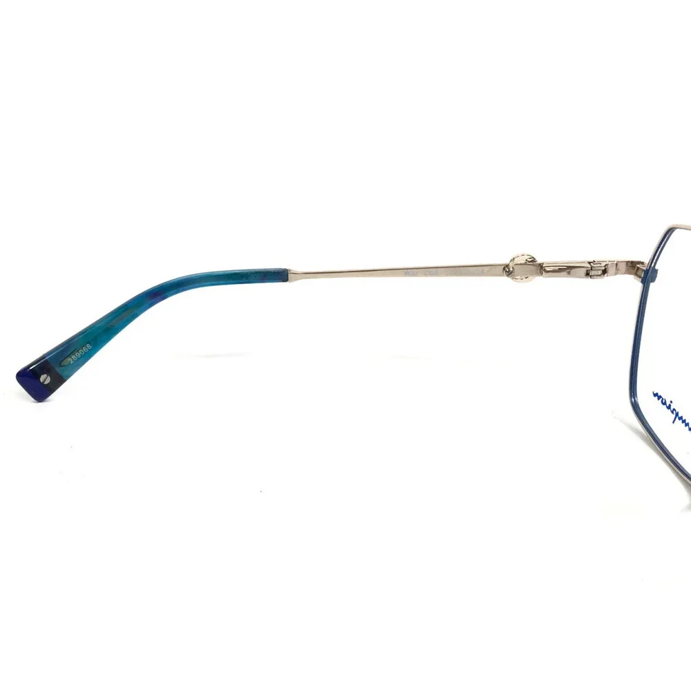 Champion Eyeglasses Frames MAI C02 Blue Silver Hexagonal Wire Rim 52-17-135